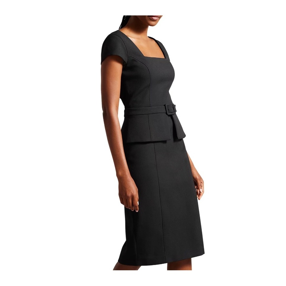 NWT Ted Baker Fleuurr Square Neck Midi Dress Black Size 8